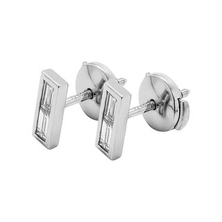 Bar Earrings in Platinum with Baguette Diamonds