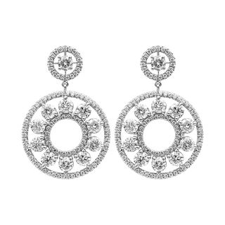 Earrings with Round Diamonds 6.58 Carat