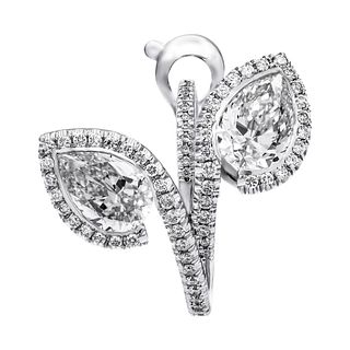 Diamond Bypass Pear Shape Hoop Earrings
