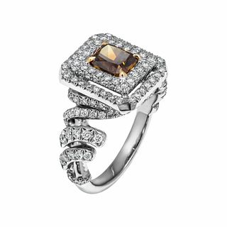 GIA Certified Cocktail Ring with 1.01ct Fancy Deep Orange-Brown Diamond