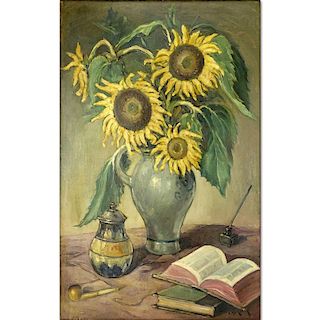 Emile Mortier, French (1892 - 1977) Oil on canvas "Still Life With Sunflowers"