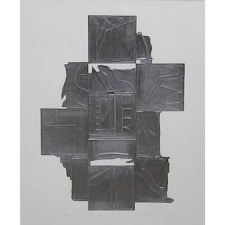 Louise Berliawsky Nevelson, American (1899 - 1988) Lead intaglio relief print on heavy, white wove paper "Sky Shadow" Titled,