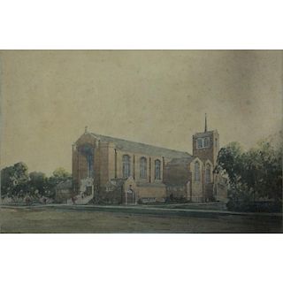 20th Century Watercolor Painting "St. Timothy Church Maple Lake, MN"