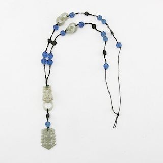 Vintage Chinese Carved Jade Necklace