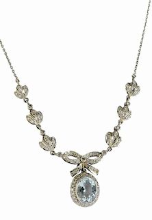 18kt. Aquamarine and Diamond Necklace