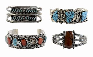 Four Southwestern Cuff Bracelets