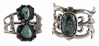 Two Sterling and Turquoise Cuff