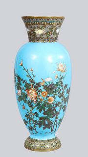 Japanese Light Blue Cloisonne Vase