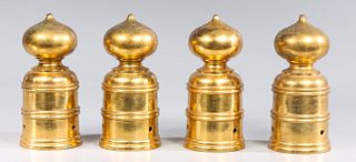 Group of Four Large Vintage Brass Post Finials