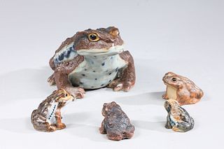 Group of Five Vintage Japanese Ceramic Toads