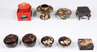 Group of Eleven Antique Japanese Lacquer