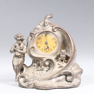 Antique Cast Metal Victorian Mantle Clock