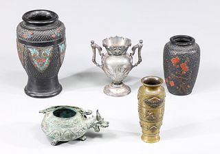 Group of Five Antique Japanese Vases