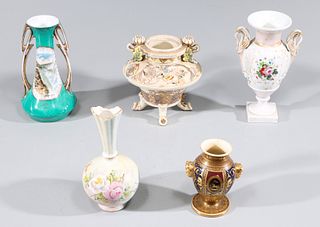 Group of Five Vintage Porcelain Vases