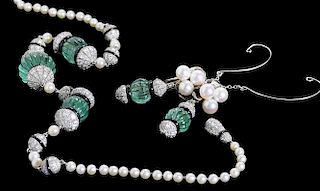 Vintage Emerald, Diamond and Pearl