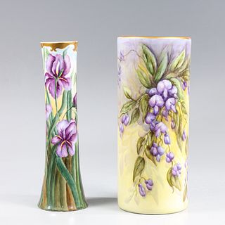 Group of Two Vintage Hand Painted Ceramic Vases
