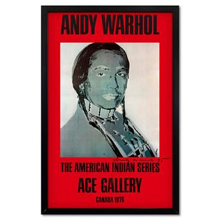 Andy Warhol (1928-1987), "The American Indian Series (Red)" Framed Vintage Poster (35.5" x 51") from Ace Gallery, Dated 1985 and Hand Signed with Lett