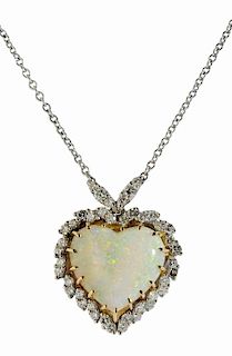 14kt. Opal and Diamond Necklace