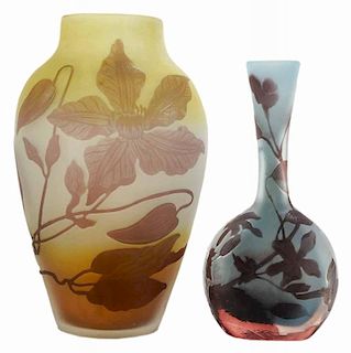 Two Galle  Cameo Glass Vases