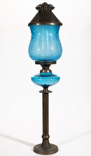 CUT GLASS THUMBPRINT FONT KEROSENE BANQUET STAND LAMP