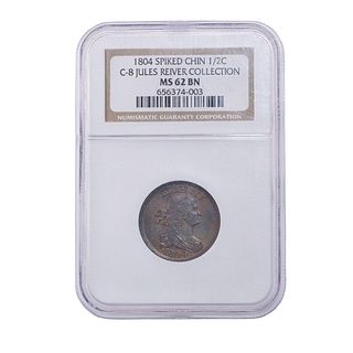 1804-P Spiked Chin Half Cent C-8 NGC MS-62 BN