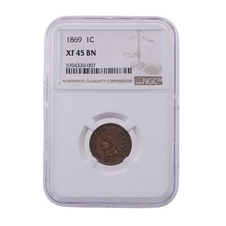 1869-P Indian Head Cent NGC XF-45 BN