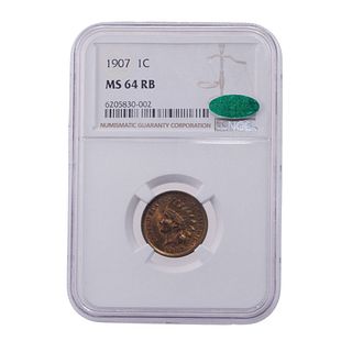 1907-P Indian Head Cent NGC MS-64 RB CAC