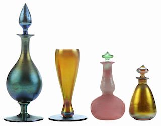 Three Art Nouveau Glass Perfumes and