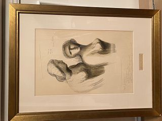 Original Henry Moore Sketch - Signed