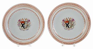 Pair Chinese Export Armorial Dishes
