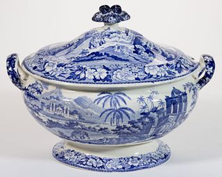 STAFFORDSHIRE INDIA VIEW TRANSFER-PRINTED SOUP TUREEN