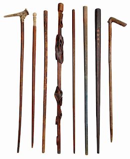 Collection of Eight Vintage Canes and
