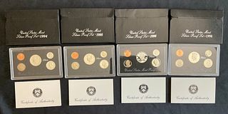 Group of 4 US Mint Silver Proof Sets 1994, 1995, 1996, 1998