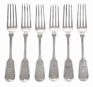 Six Charleston Coin Silver Forks