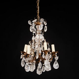 Italian gilt metal and rock crystal chandelier