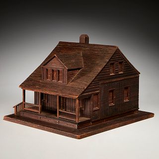 Antique English pine model of a cottage