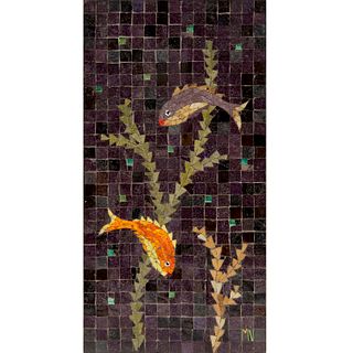 MCM aquatic-themed glass mosaic wall hanging