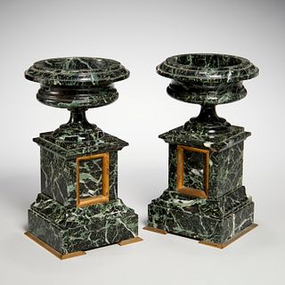 Pair Victorian bronze mounted marble tazze