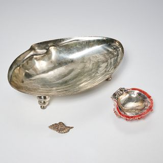 Silver and silver plated seashell group
