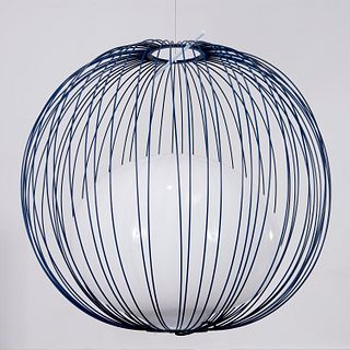Large wire cage globe pendant chandelier