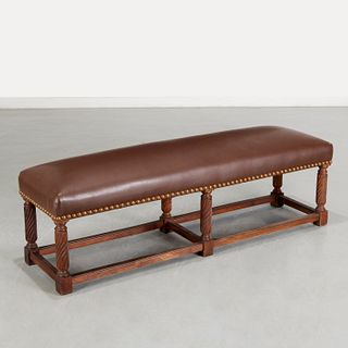 William & Mary style upholstered bench