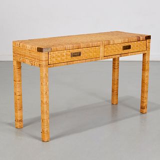 Bielecky Brothers style, rattan wrapped console