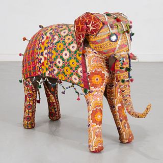 Large Indian beaded Kantha textile Elephant