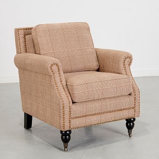 Houndstooth upholstered library chair