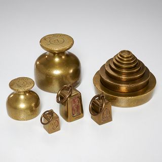 Antique English brass weight collection