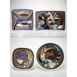 Upsala Ekeby, (4) 'Spectra' ceramic dishes