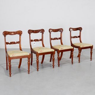 Set (4) Louis Philippe dining chairs, stamped 'TN'