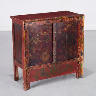 Antique Tibetan painted cabinet