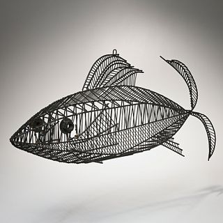 Large Mid-Century Modern wire fish sculpture
