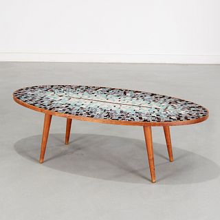 Gordon Martz style mosaic surfboard coffee table